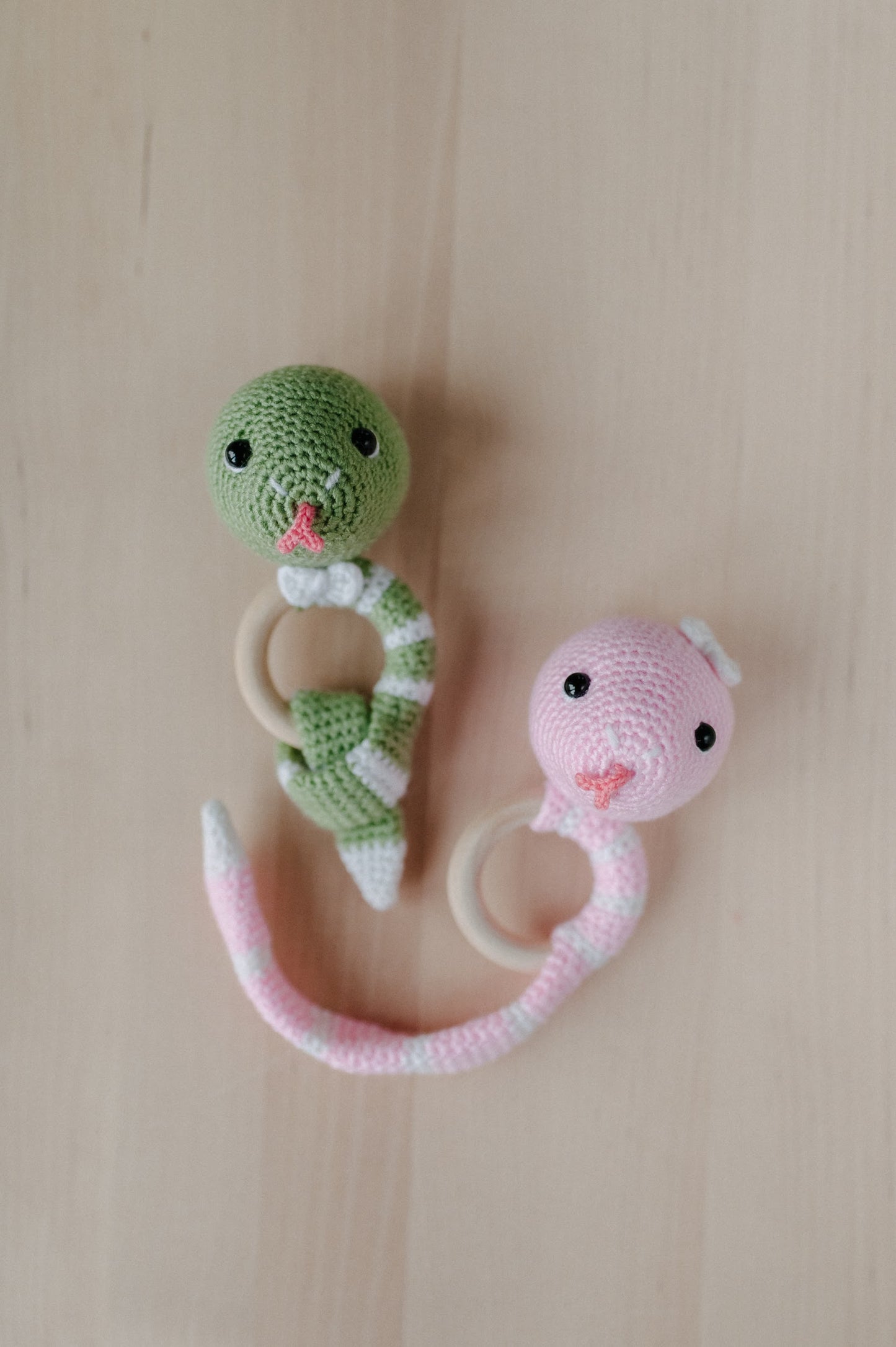 Crochet baby rattle "Snake"