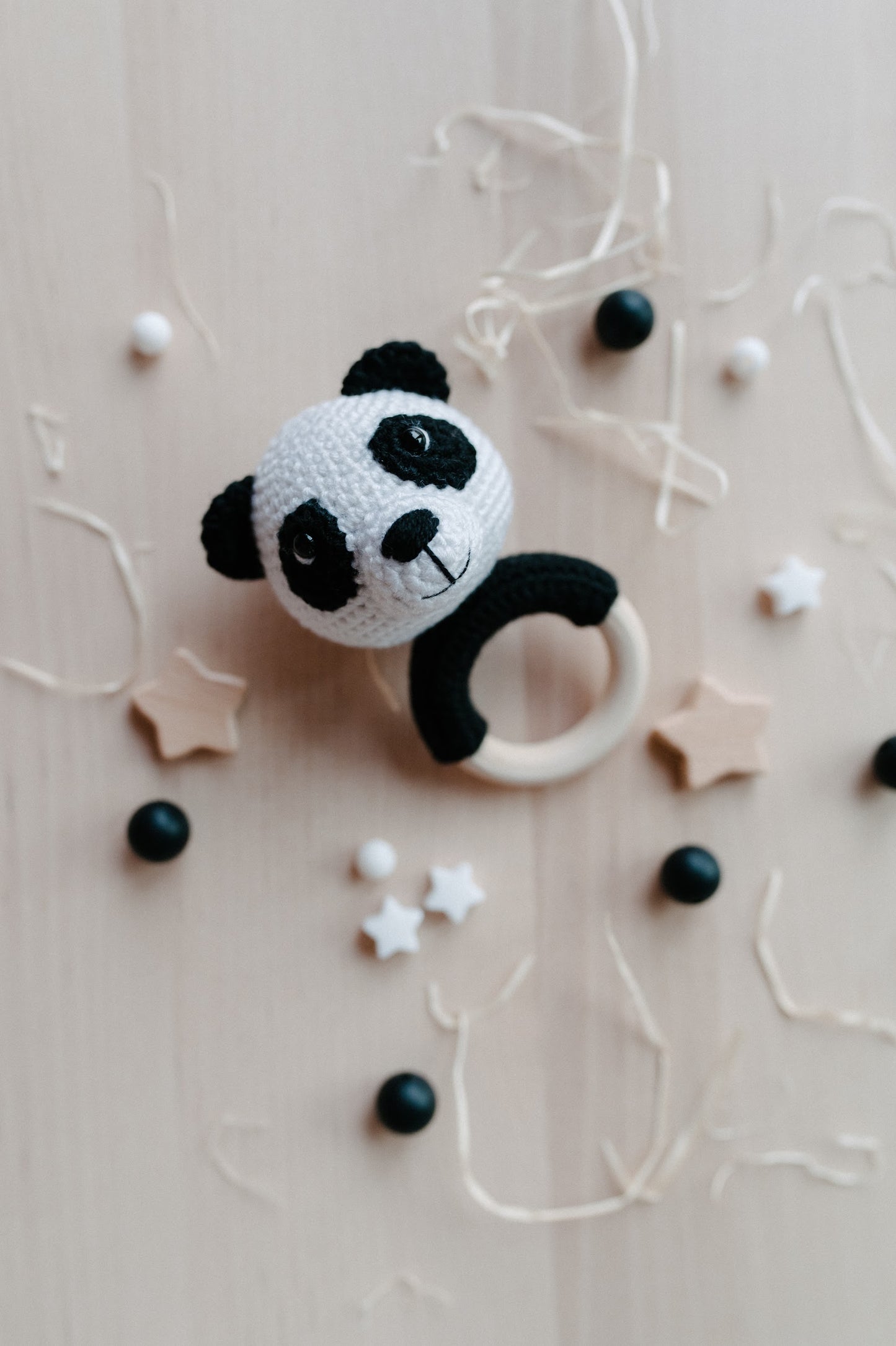 Crochet baby rattle "Panda"