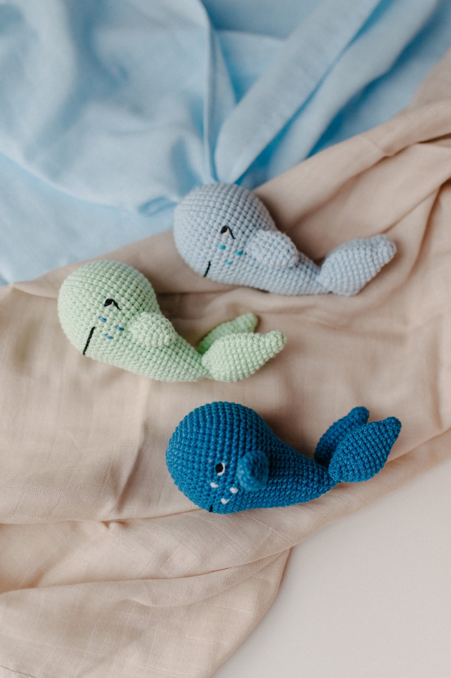 Crochet baby rattle "Whale"