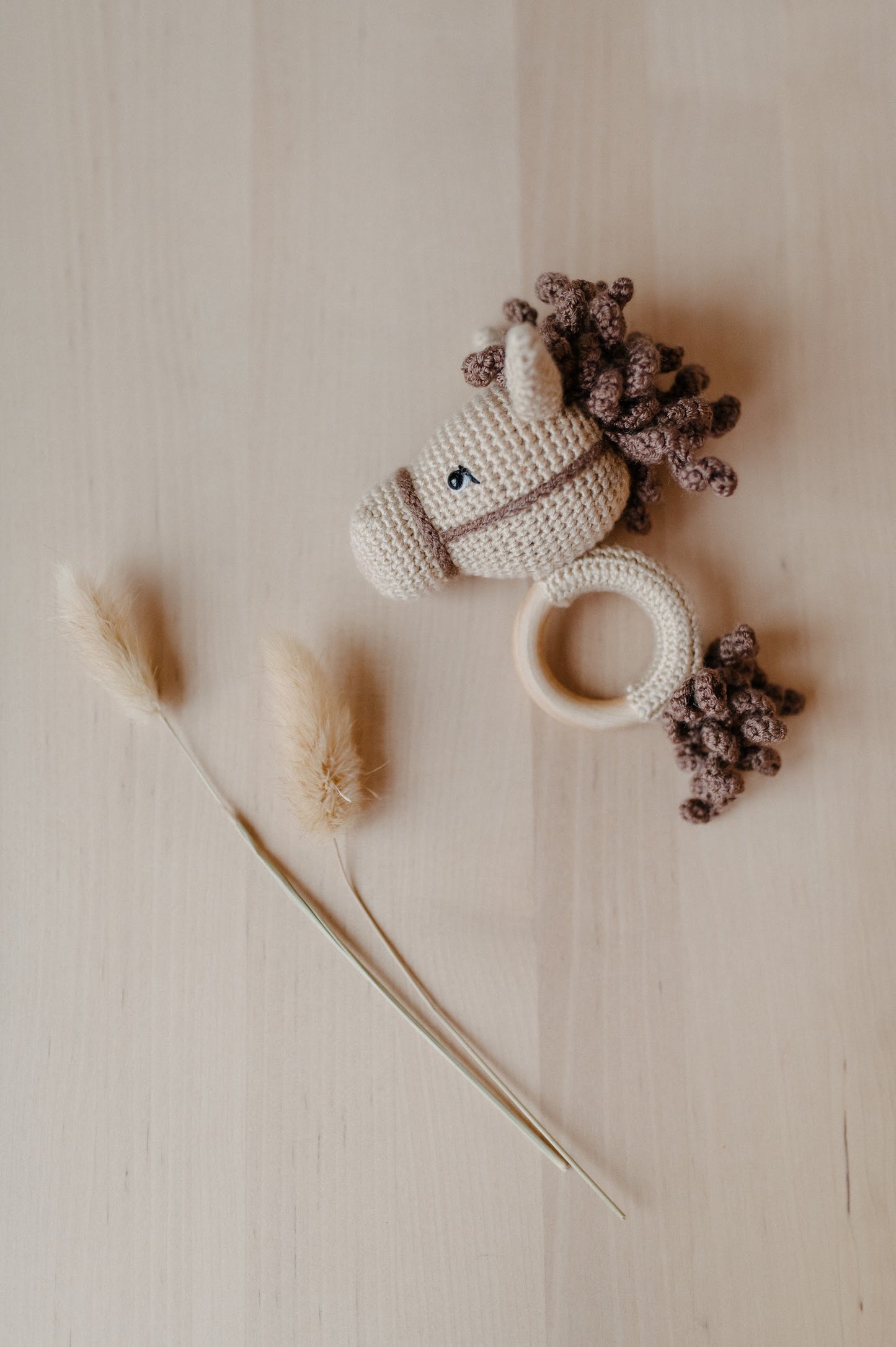 Crochet baby rattle "Horse"