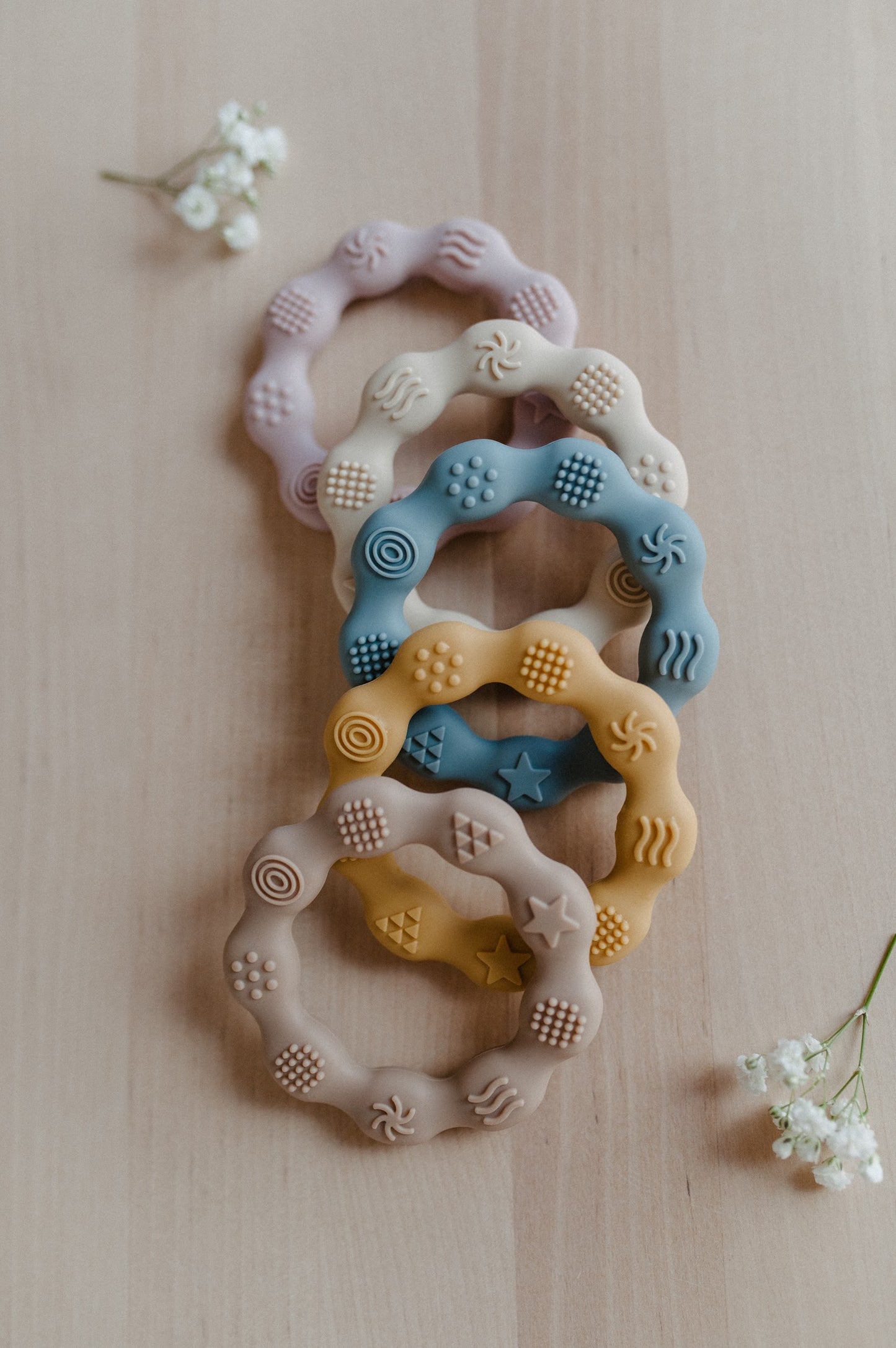 Teether with texture bumps