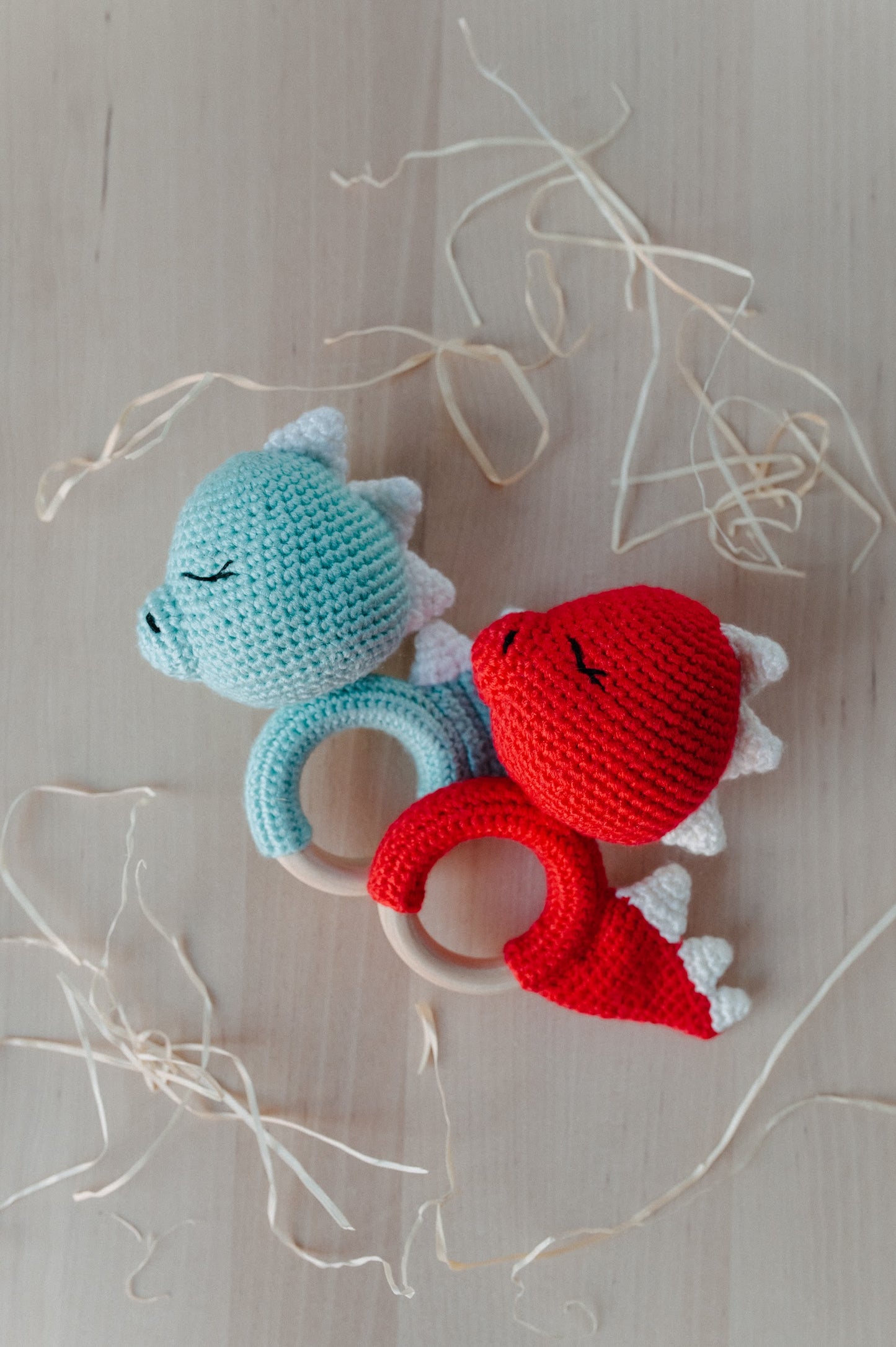 Crochet baby rattle "Dino"
