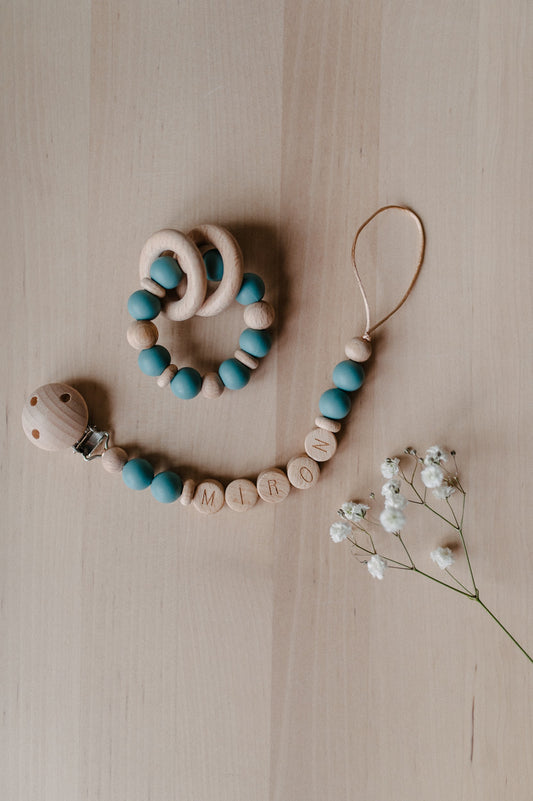 (𝐍𝐄𝐖) Personalized pacifier holder and teething ring