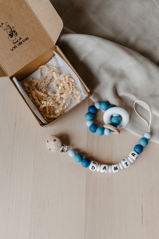 (𝐍𝐄𝐖) Personalized pacifier holder and teething ring