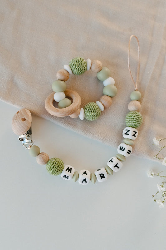 (𝐍𝐄𝐖) Personalized pacifier holder and teething ring
