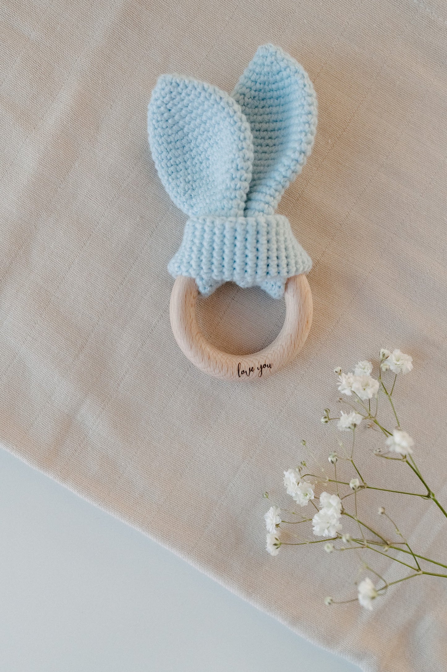 (𝐍𝐄𝐖) Personalized crochet teether "Bunny ears"
