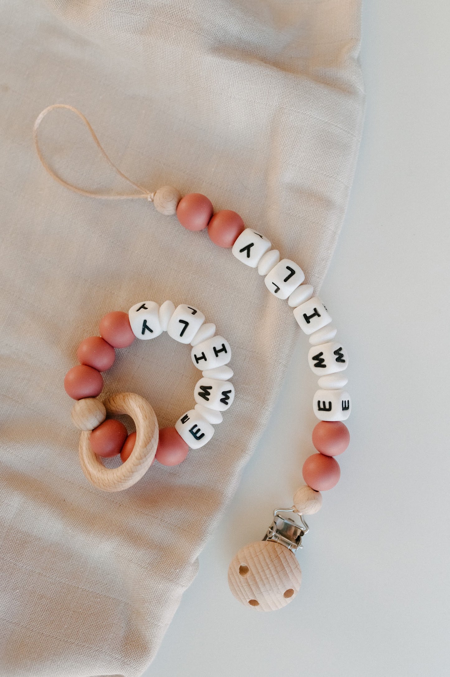 (𝐍𝐄𝐖) Personalized pacifier holder and personalized teething ring