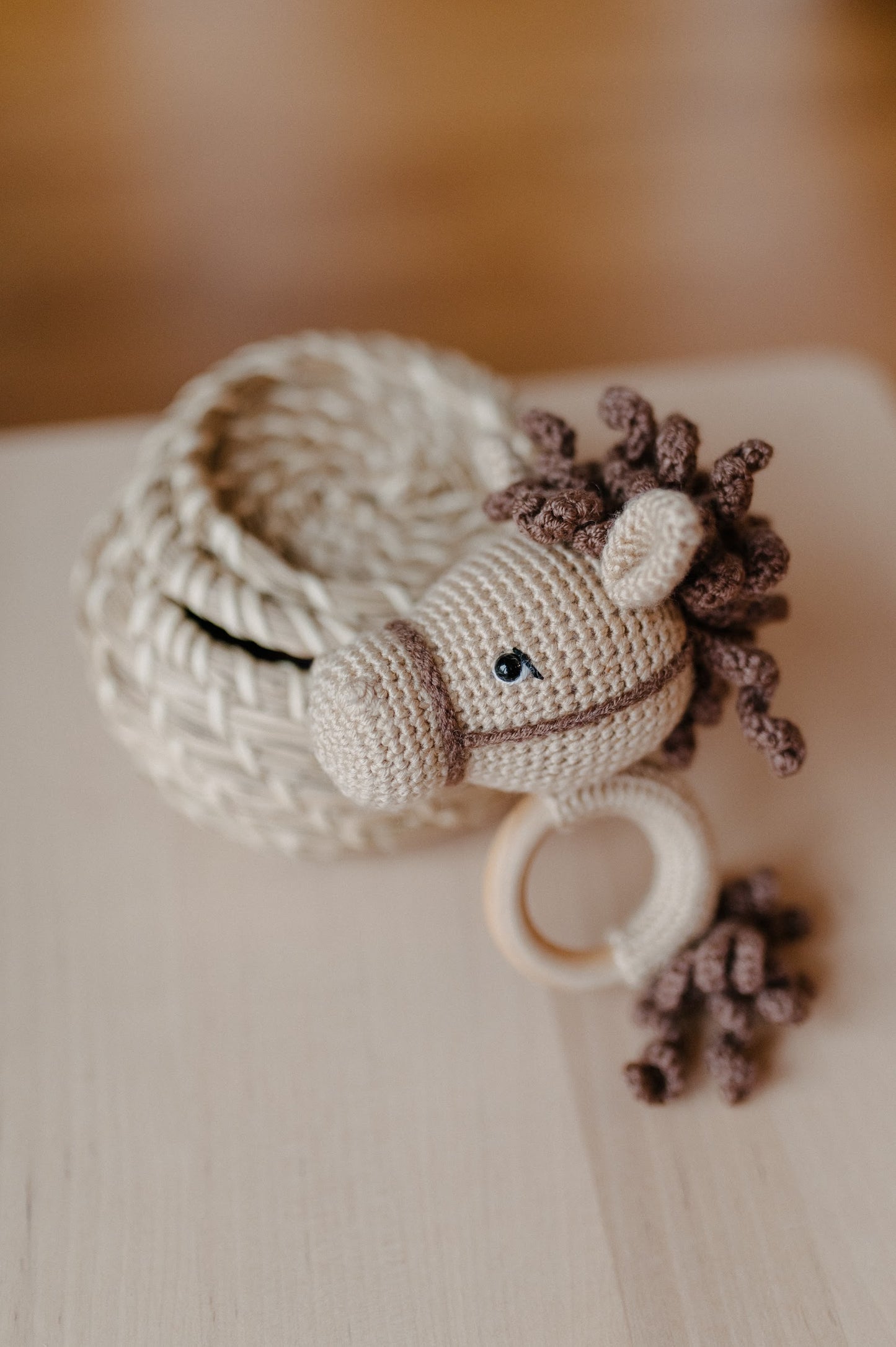 (𝐍𝐄𝐖) Crochet baby rattle "Horse"