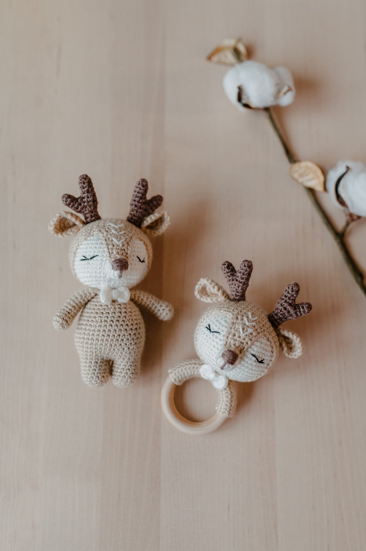 (𝐍𝐄𝐖) Crochet toy and crochet baby rattle "Deer"