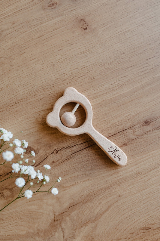 (𝐍𝐄𝐖) Personalized wooden rattle