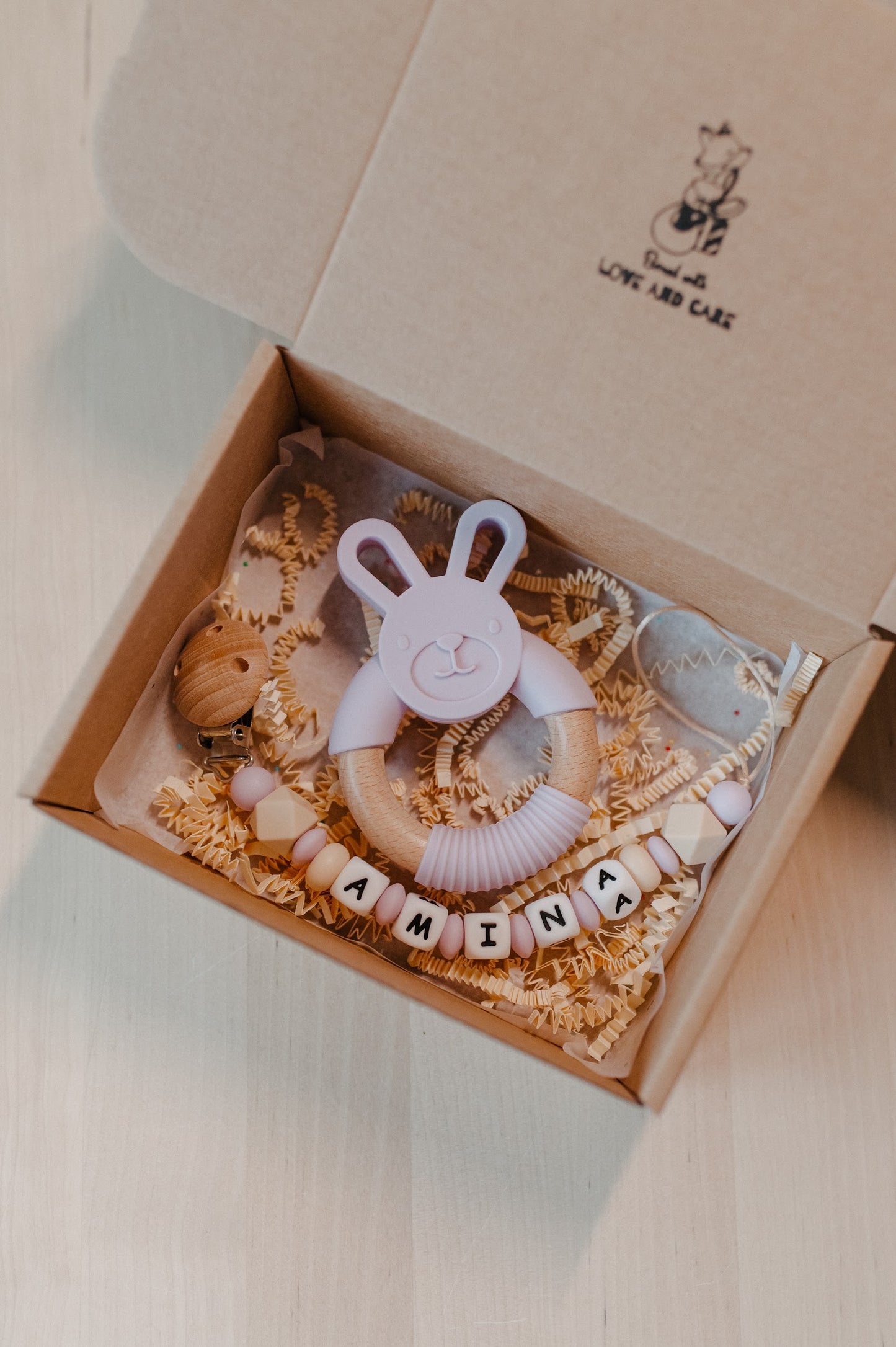 (𝐍𝐄𝐖) Personalized pacifier holder and teether "Bunny"