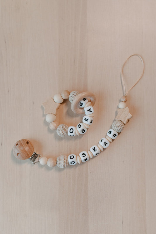 (𝐍𝐄𝐖) Personalized pacifier holder and personalized teething ring