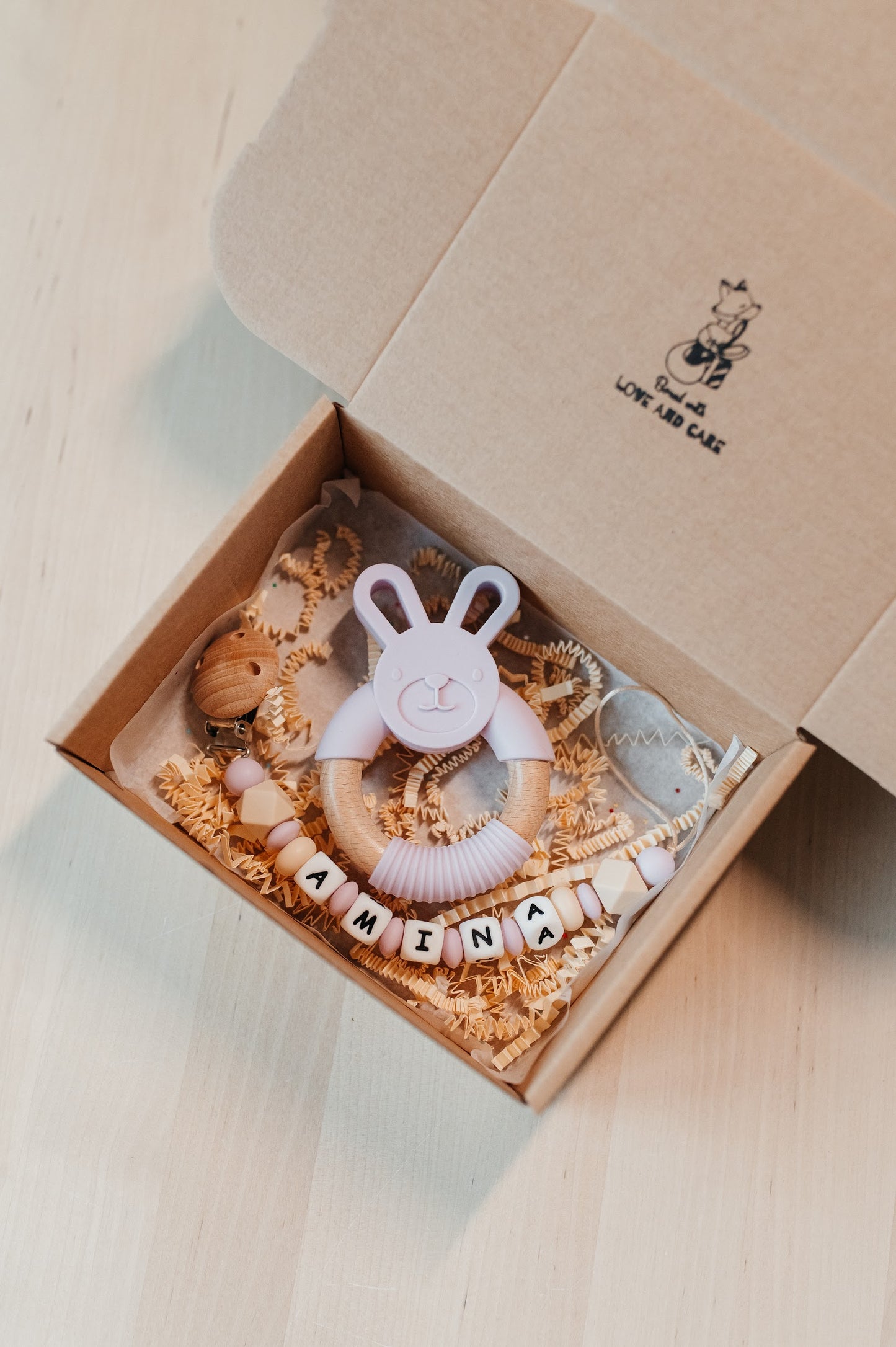 (𝐍𝐄𝐖) Personalized pacifier holder and teether "Bunny"