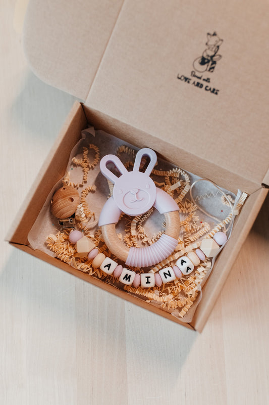 (𝐍𝐄𝐖) Personalized pacifier holder and teether "Bunny"